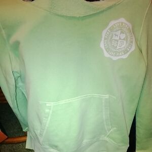 PINK Victoria's Secret Mint Green Cropped Neck/Off The Shoulder Sweater